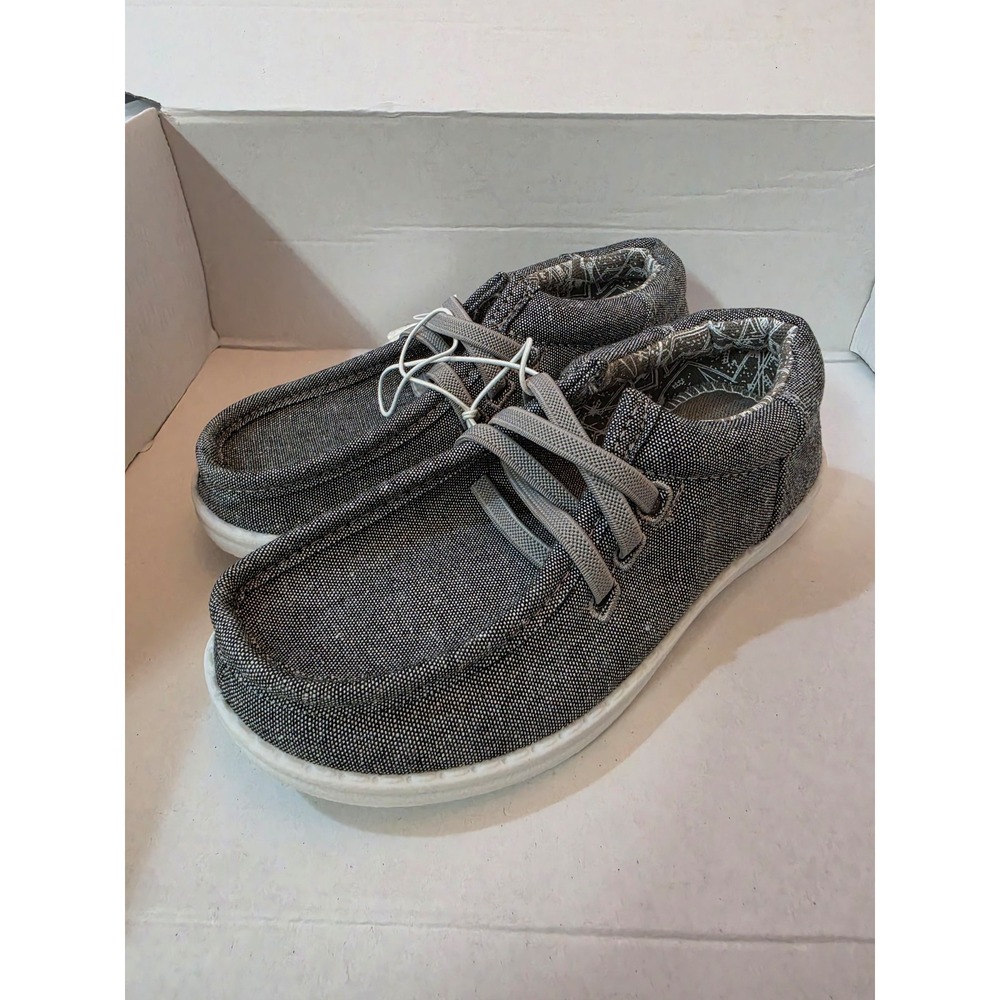 US Sports Youth Boys Slip On Canvas Loafers Charcoal Grey Kids Size 11 NWT
